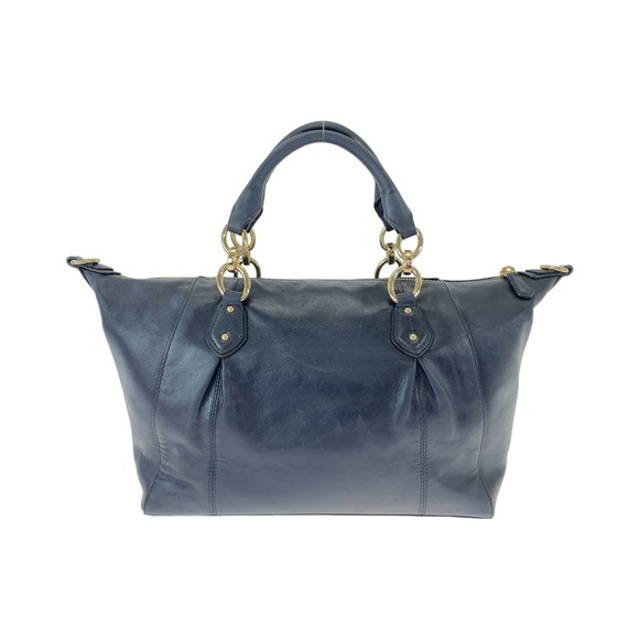 Coach Coach Leather Tote Bag Navy Gold Hardware Leather Tote Bag - Picture 2 of 10